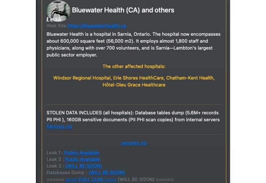 Hospital hackers release second round of patient information on dark web