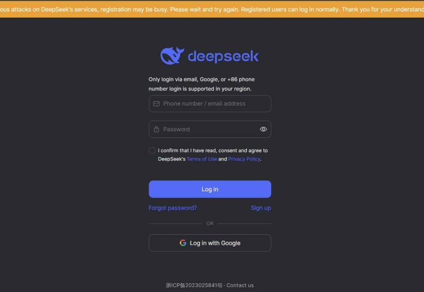 DeepSeek Temporarily Halts User Registrations