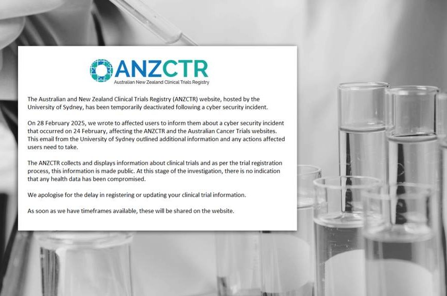 Australian clinical trials delayed after cyberattack takes down website for a week