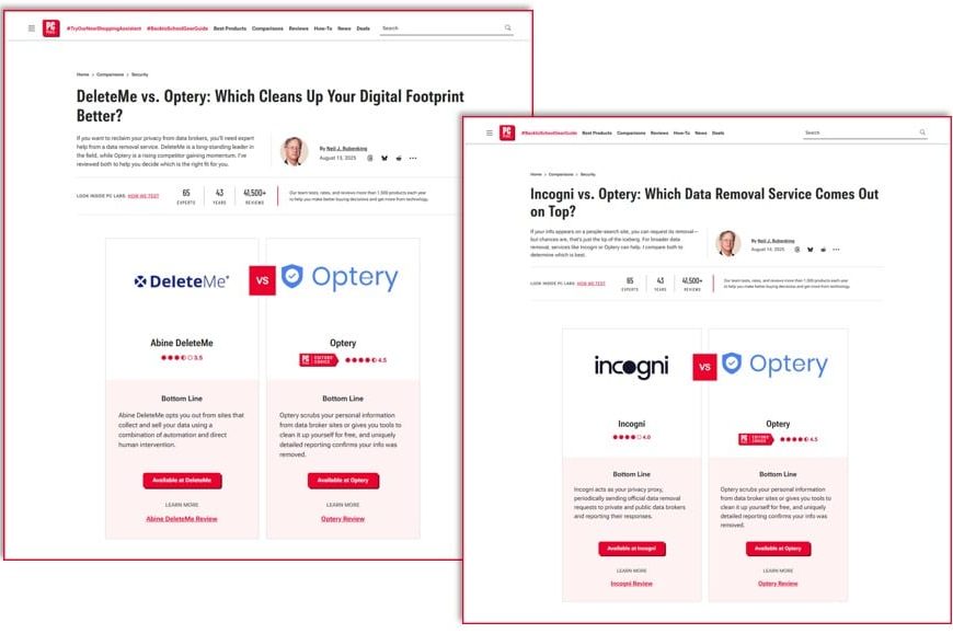 Optery vs. DeleteMe vs. Incogni – Cybersecurity Expert Names Optery the Clear Winner